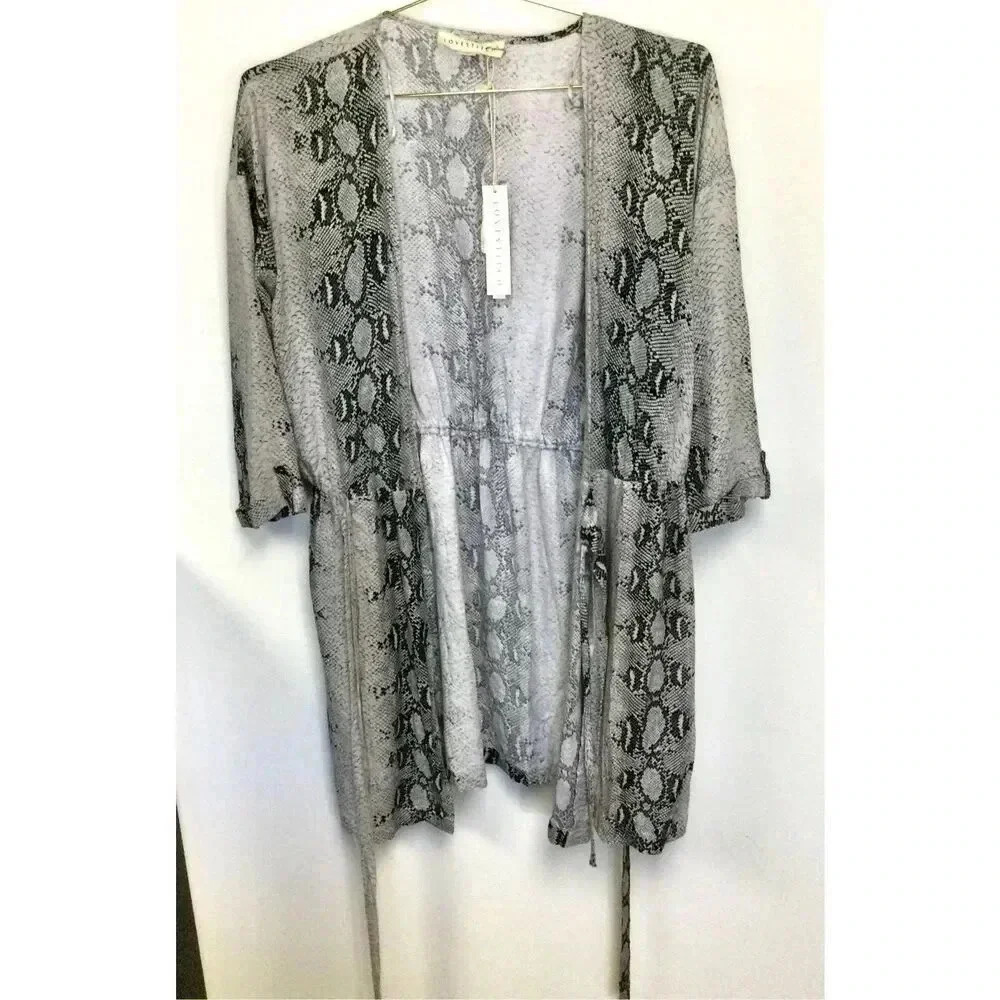NWT Lovestitch Women's Snake Print Long Sleeve Cinced Waist Wrap Dress Medium